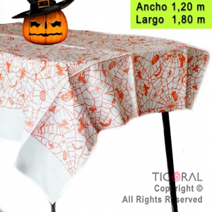 MANTEL HALLOWEEN FISELINA RECTANGULAR NARANJA 1.80x1.20 x 1
